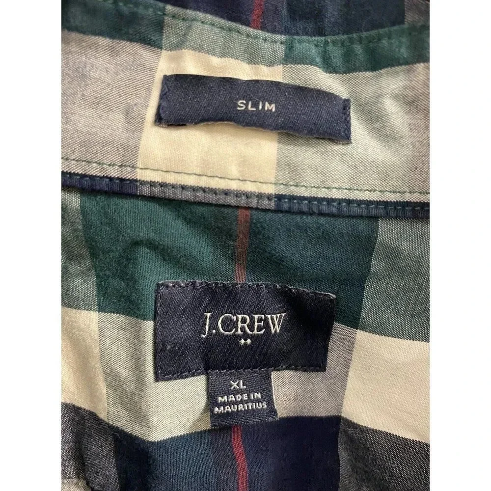 J CREW PLAID BUTTON DOWN FRONT POCKET - SLIM FIT - MENS - SIZE XL